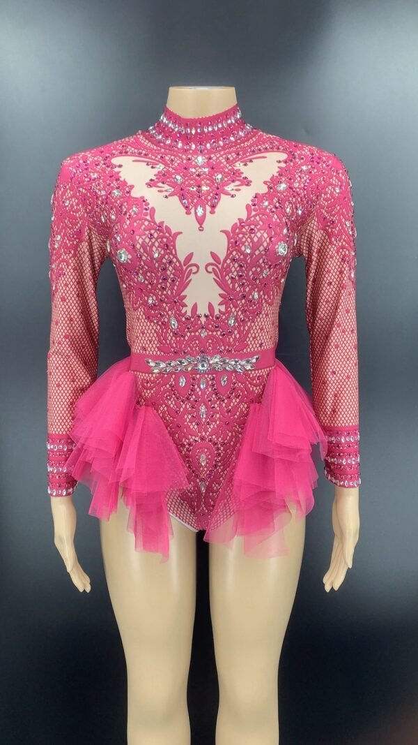 Dance Sexy Shiny Rhinestone Mesh Jumpsuit Stage Performance Costume Women - Image 9