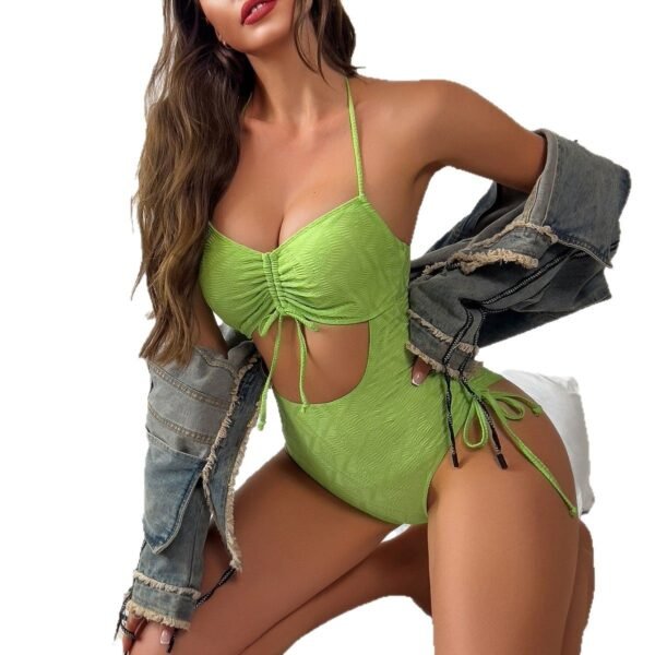 Women's Solid Color Spaghetti Straps One-piece Swimsuit - Image 5