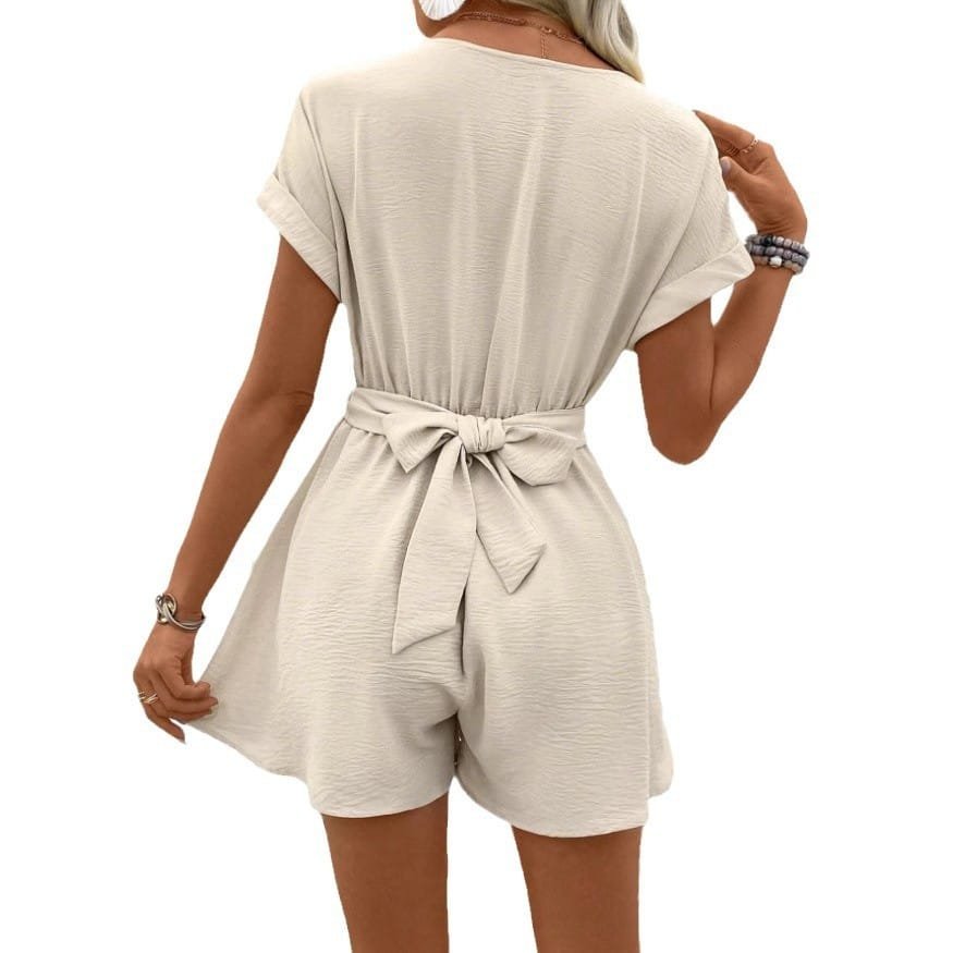 Women's Batwing Sleeve Kinked One-piece Shorts - Image 5
