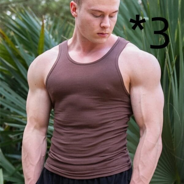 Men's Summer Knitted Ice Silk Rib Fitness Sports Casual Slim Vest - Image 9