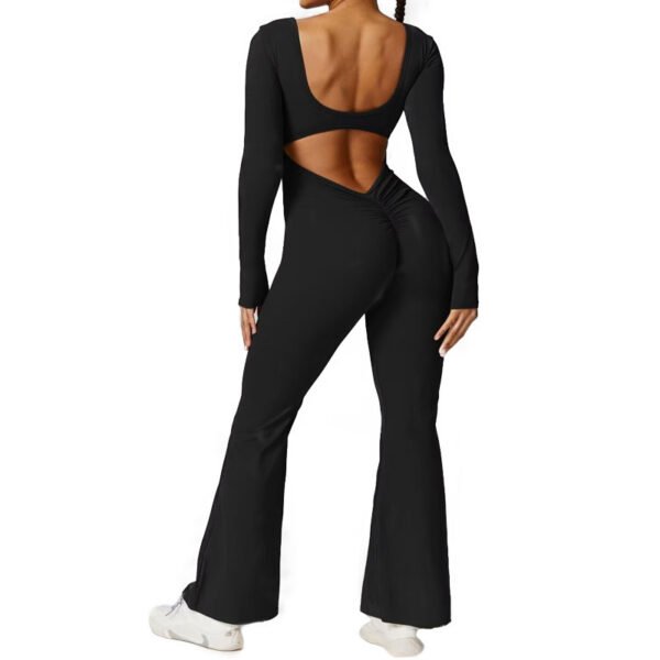New Solid Color Slim Fit Hip Raise Jumpsuit Long Sleeve - Image 5