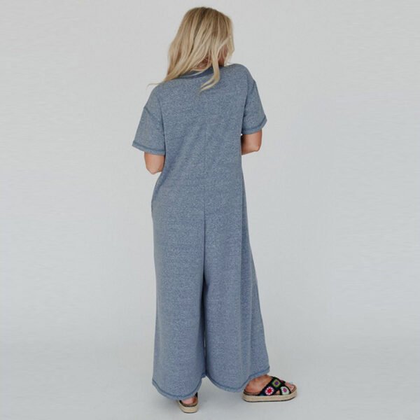 Summer New Color Matching Casual Loose High Waist Wide Leg Jumpsuit - Image 2