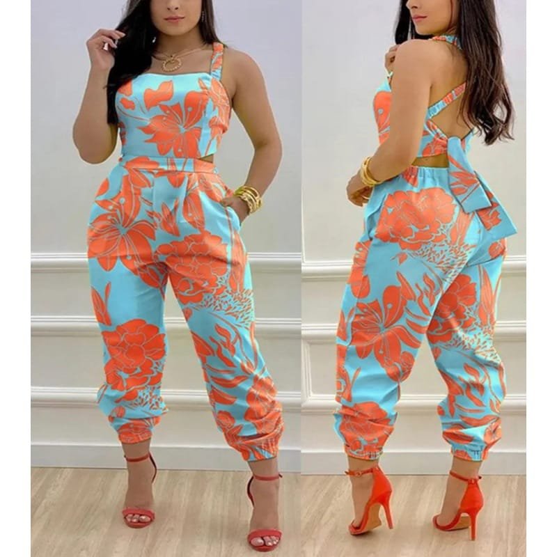 Fashion Bowknot Women's Printed Wear Jumpsuit - Image 6