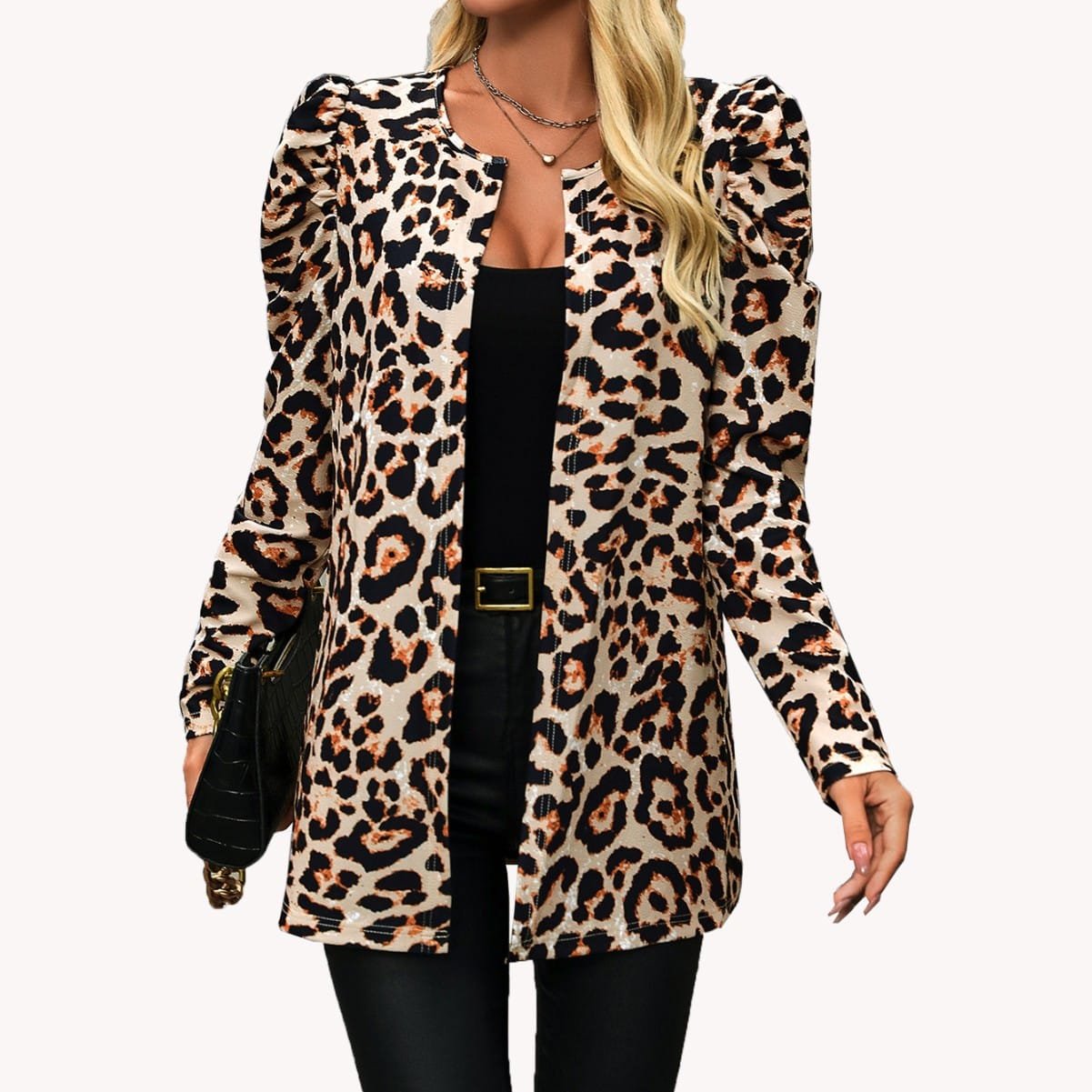 Women's Fashionable Leopard Print Cardigan Jacket Coat - Image 4