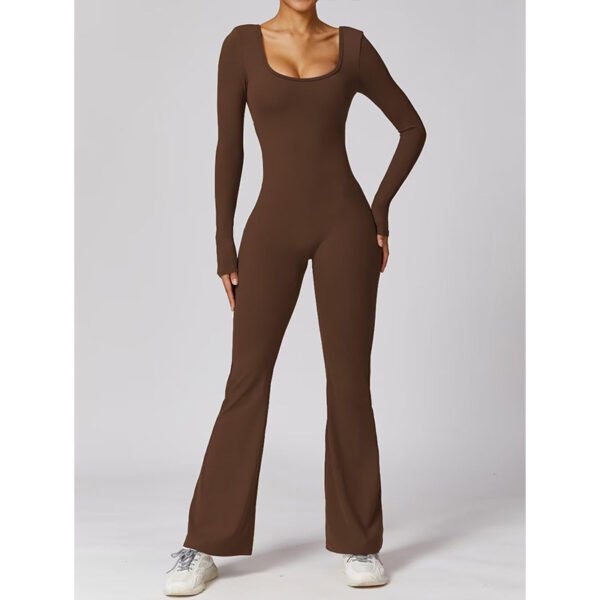 New Solid Color Slim Fit Hip Raise Jumpsuit Long Sleeve - Image 4