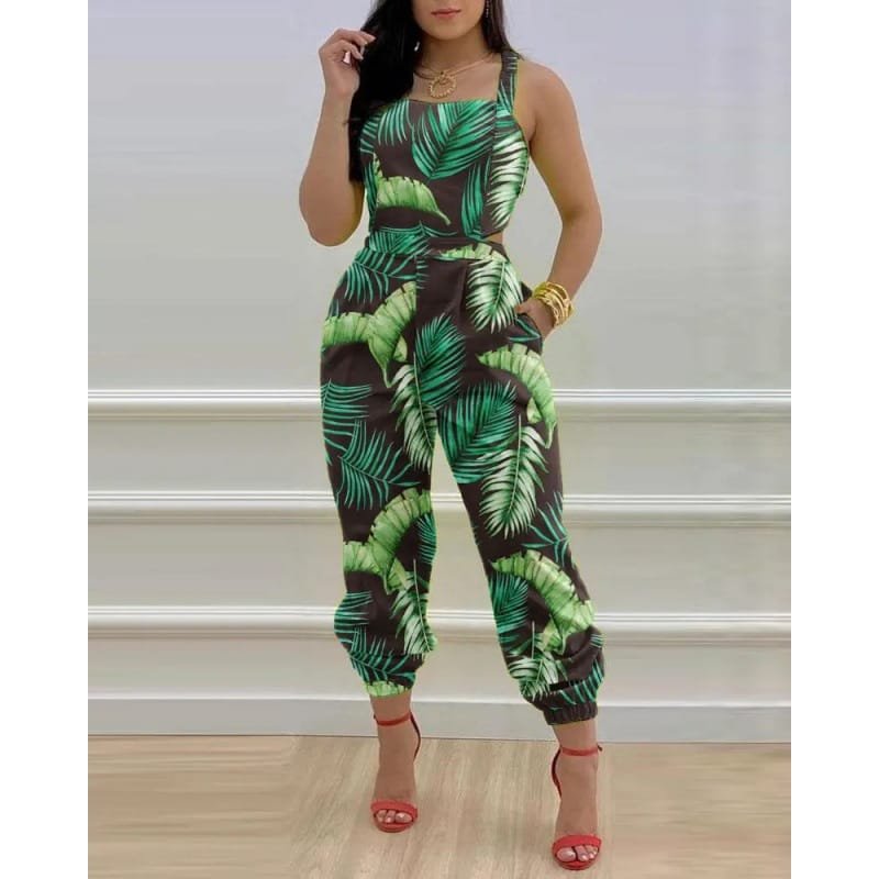 Fashion Bowknot Women's Printed Wear Jumpsuit - Image 7