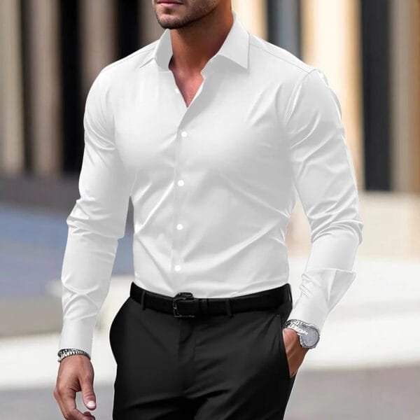 Men's Long Sleeve Business Formal Wear Slim Fit Shirt - Image 2