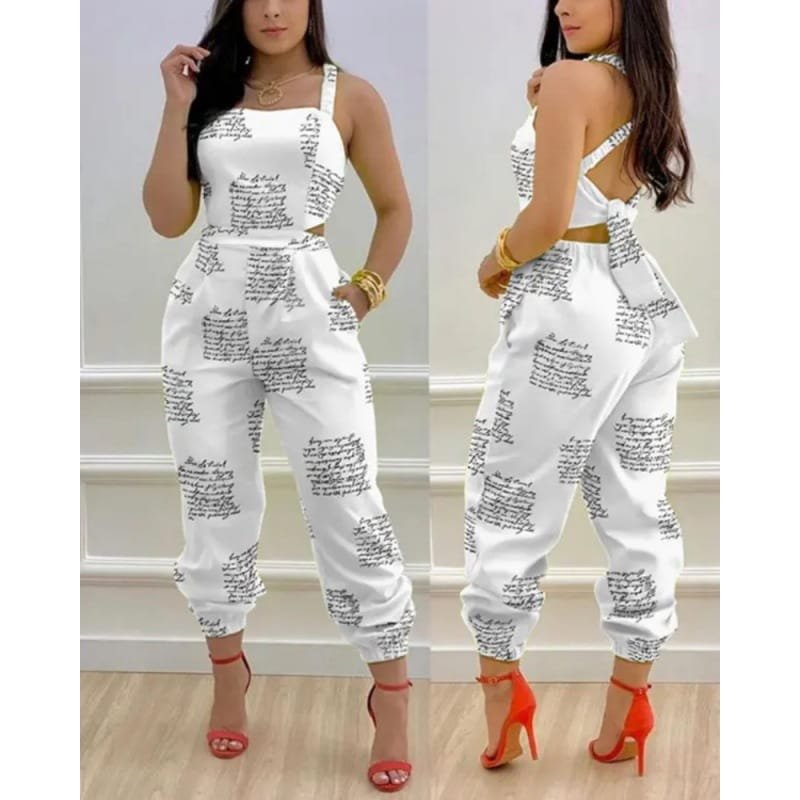 Fashion Bowknot Women's Printed Wear Jumpsuit - Image 8