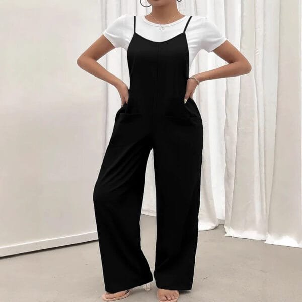 Solid Color Casual Suspender Jumpsuit Women's Clothing - Image 4