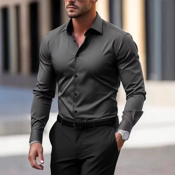 Men's Long Sleeve Business Formal Wear Slim Fit Shirt - Image 4