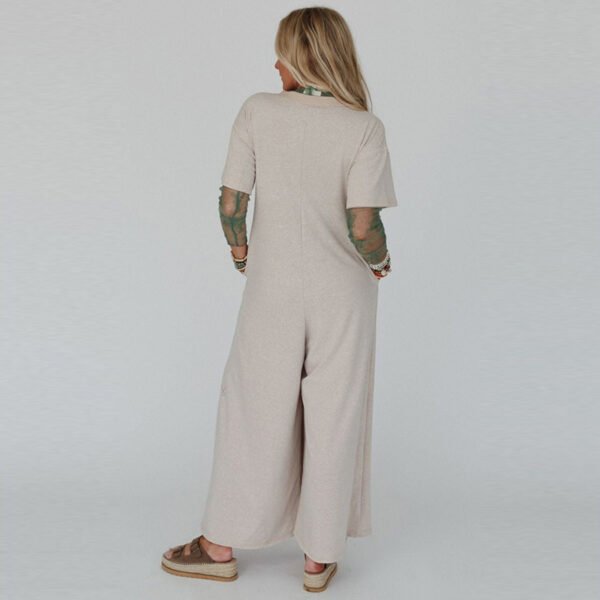 Summer New Color Matching Casual Loose High Waist Wide Leg Jumpsuit - Image 4