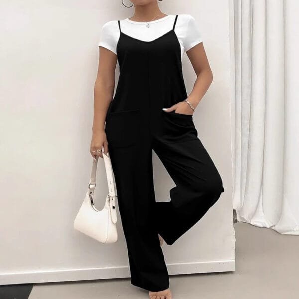 Solid Color Casual Suspender Jumpsuit Women's Clothing - Image 2