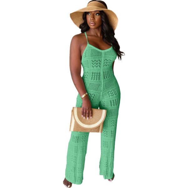 Woolen Knitted Sexy Sling Geometric Hollow-out Jumpsuit - Image 5
