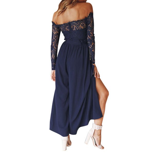 Women's Solid Color Lace High Waist Strap Loose Jumpsuit - Image 5