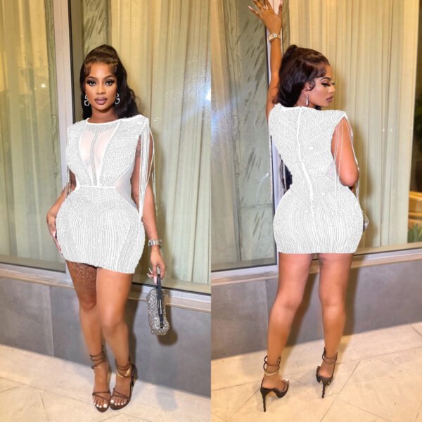 Fashion Women's Wear Mesh Hot Drilling Dress - Image 4