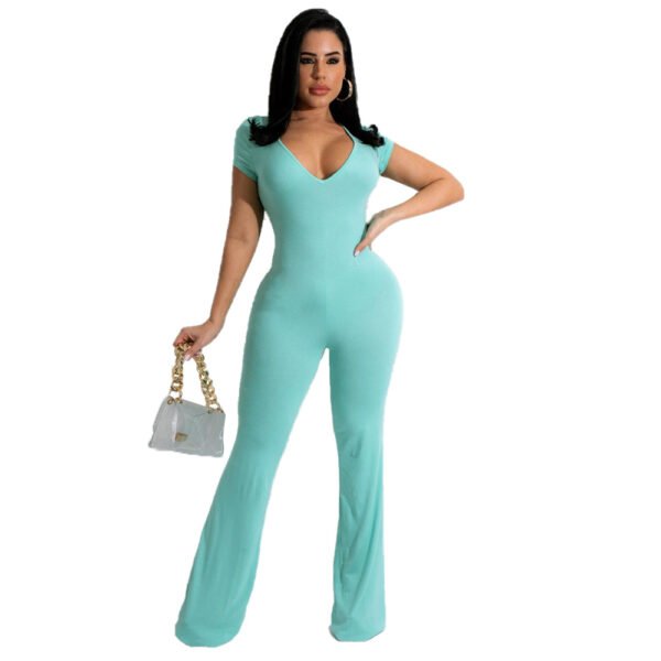 Bell-bottom Pants Short Sleeve Women's Jumpsuit - Image 8