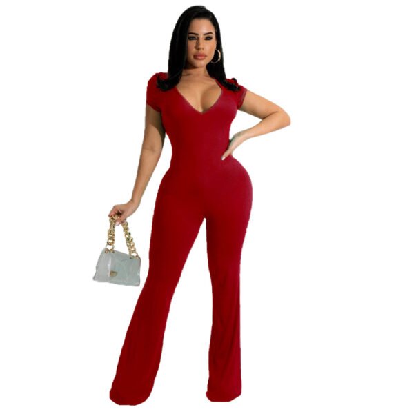 Bell-bottom Pants Short Sleeve Women's Jumpsuit - Image 3