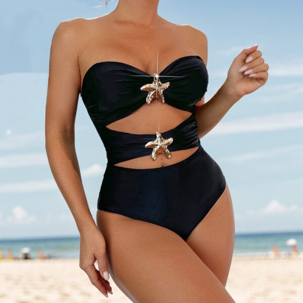 Solid Color Strap Tube Top Two Wear Sexy Siamese Bikini