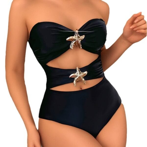 Solid Color Strap Tube Top Two Wear Sexy Siamese Bikini - Image 5