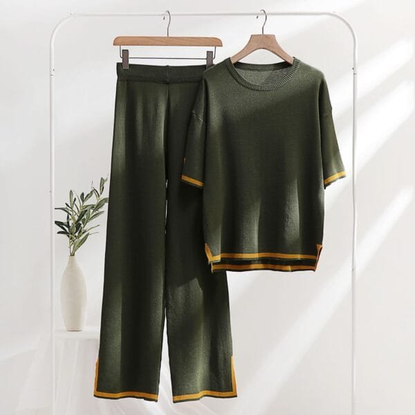 Classic Style Ice Silk Knitting Suit Female Spring And Summer Two-piece Set - Image 3