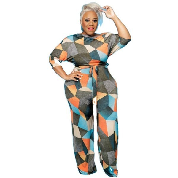 Knitted And Emerized Digital Printing Irregular Jumpsuit - Image 6