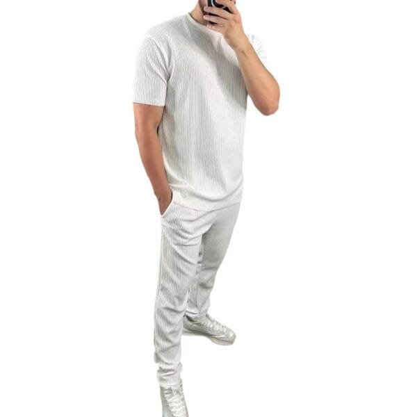 European And American Slim Fit Round Neck Pullover Short Sleeve Trousers Two-piece Set - Image 5