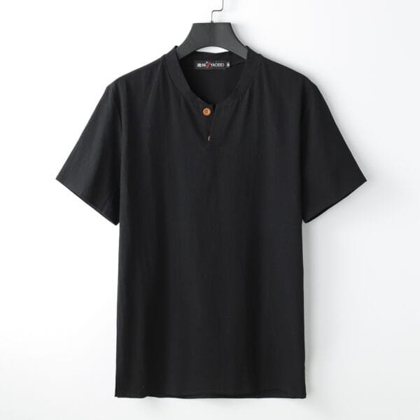 Short Sleeve T-shirt Sub-cotton And Linen Slit Loose Plus-sized Half Sleeve - Image 3