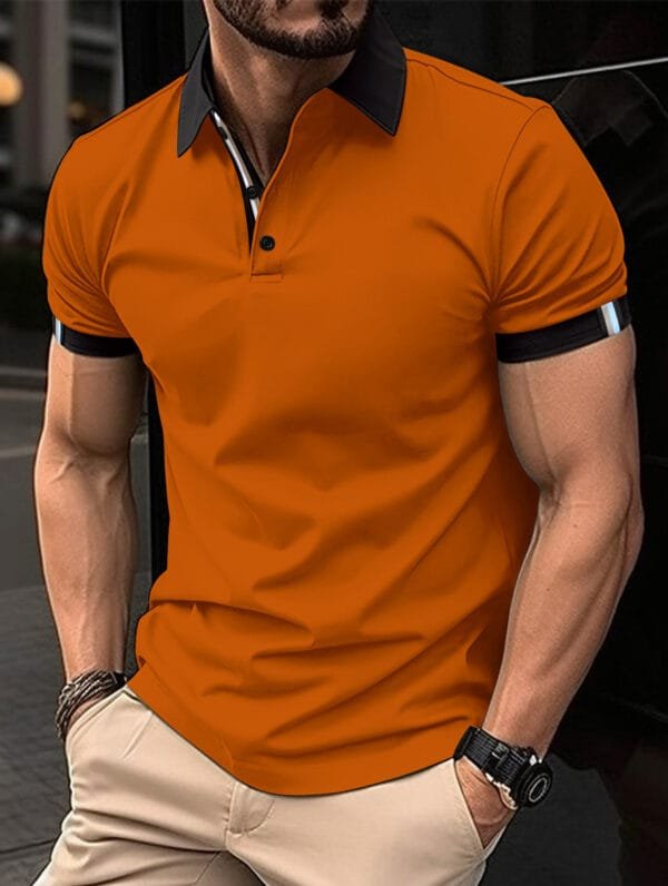Men's Casual Button Solid Color Short Sleeves - Image 7