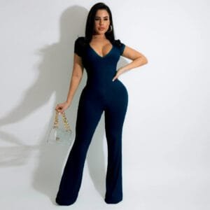 Bell-bottom Pants Short Sleeve Women's Jumpsuit