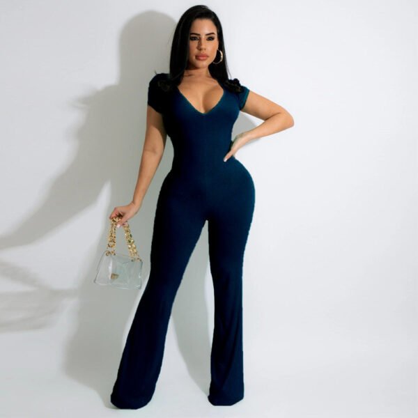 Bell-bottom Pants Short Sleeve Women's Jumpsuit