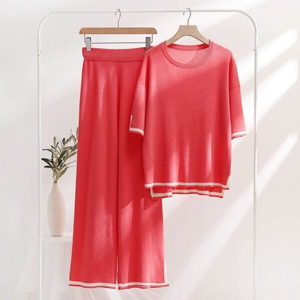 Classic Style Ice Silk Knitting Suit Female Spring And Summer Two-piece Set - Image 6