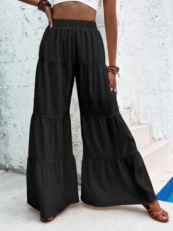 Women's Elegant Textured Casual Comfortable Long Pants - Image 2