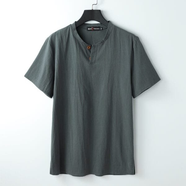 Short Sleeve T-shirt Sub-cotton And Linen Slit Loose Plus-sized Half Sleeve - Image 4