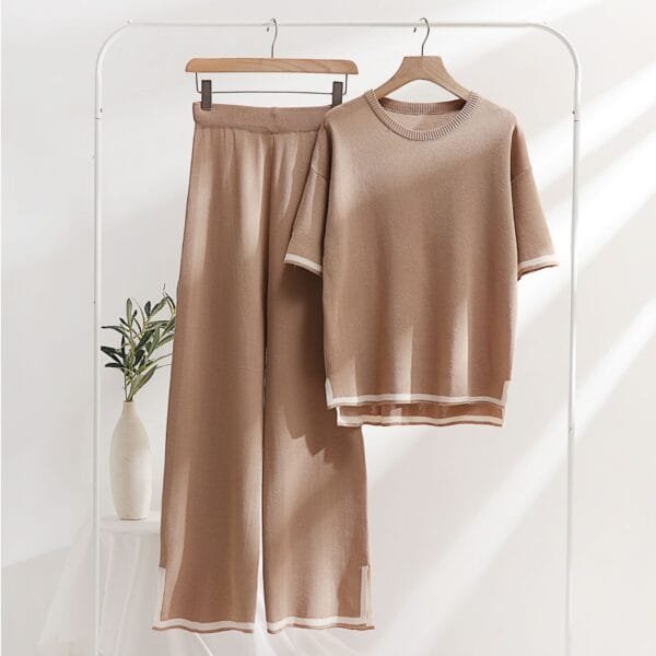 Classic Style Ice Silk Knitting Suit Female Spring And Summer Two-piece Set - Image 4