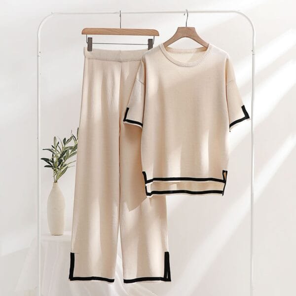 Classic Style Ice Silk Knitting Suit Female Spring And Summer Two-piece Set - Image 5
