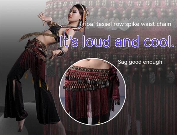 Belly Dance Waist Scarf Performance Tassel Hip Scarf Ethnic Tribe Dance Costume Belly Dance Waist Chain - Image 6