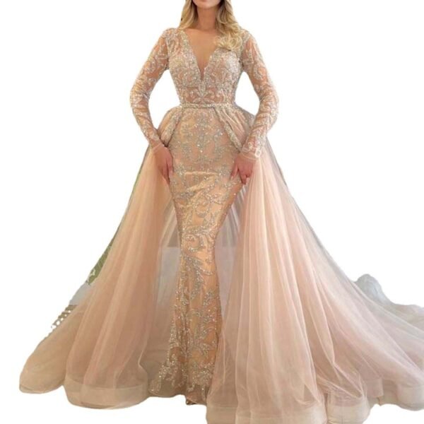 French Style Simple Long-sleeved Style Wedding Dress - Image 2