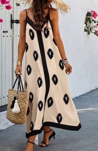 Women Two-Tone Sleeveless Casual Summer Dress Maxi Women Outfit - Image 4