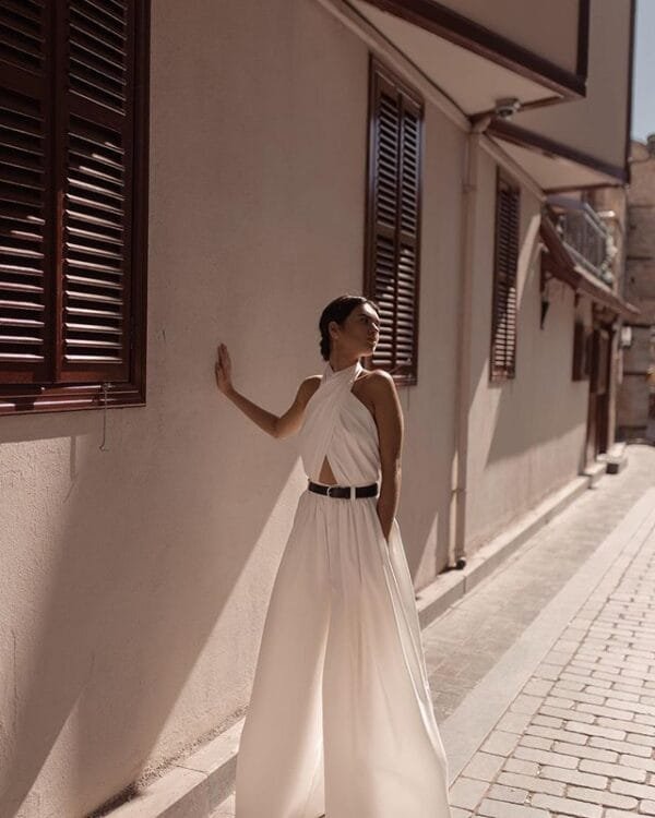Polyester Women's Sexy Sleeveless Halter Backless Jumpsuit - Image 6
