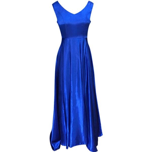 Deep V Neck Sleeveless Backless Bow Ball Evening Dress - Image 2