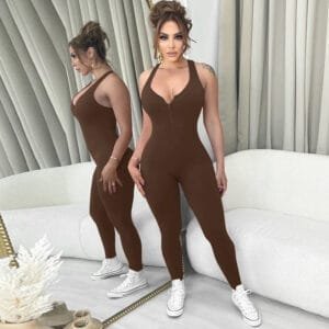 Women's Pure Color Halter Suspender Jumpsuit