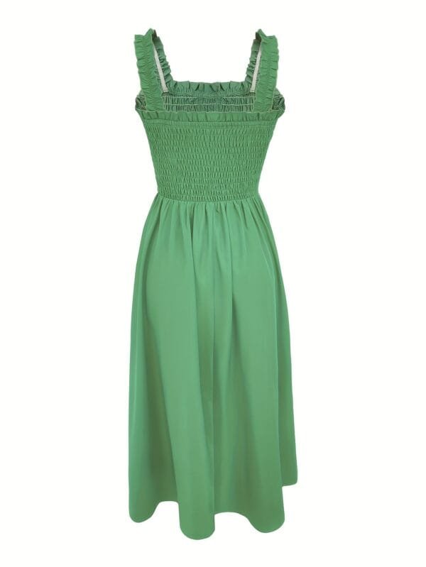 Stunning Shirred A-Line Maxi Dress - Elegant Square Neck, Sleeveless, Cami Style, Flattering Fit, Perfect For Spring & Summer, Women's Clothing, Versatile And Chic - Image 3