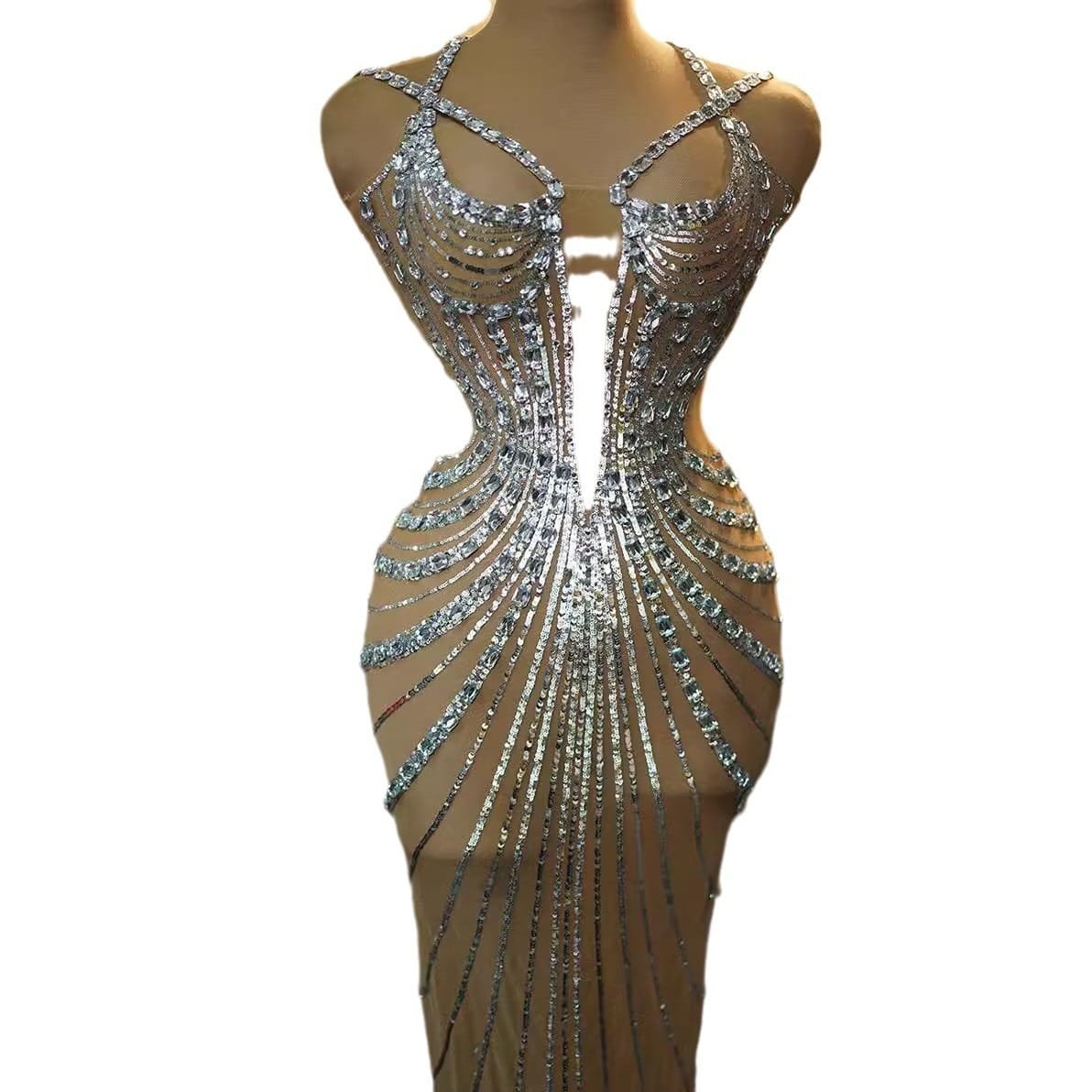 Rhinestone Feather Dress Banquet Women's Clothing - Image 5