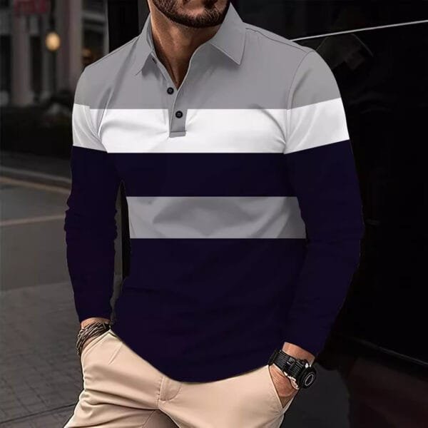 European And American 3D Digital Printing Lapel Short Sleeve Pullover Leisure Men's T-shirt Buckle