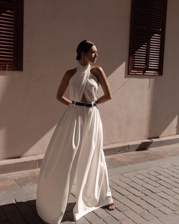Polyester Women's Sexy Sleeveless Halter Backless Jumpsuit - Image 7