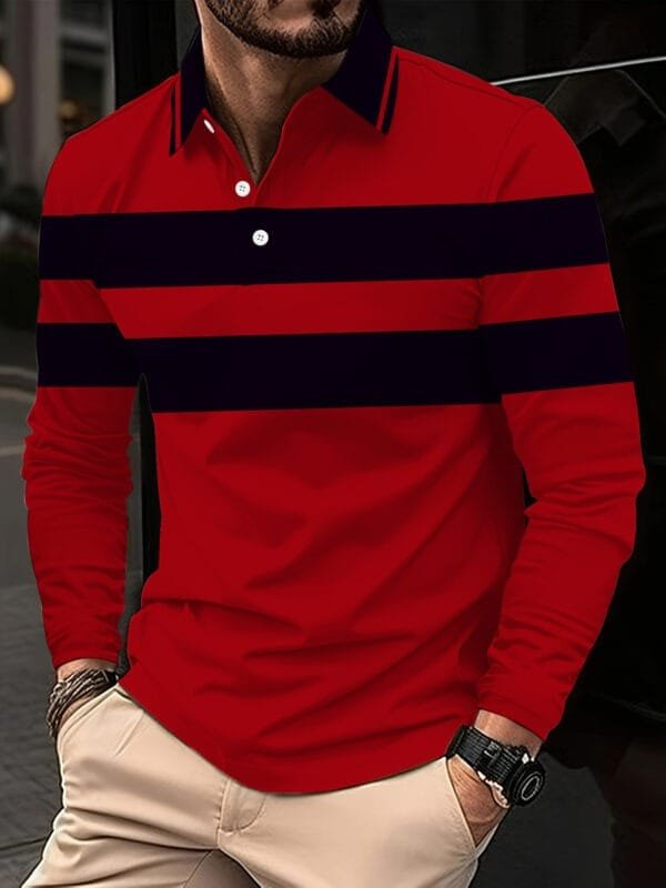 European And American 3D Digital Printing Lapel Short Sleeve Pullover Leisure Men's T-shirt Buckle - Image 8