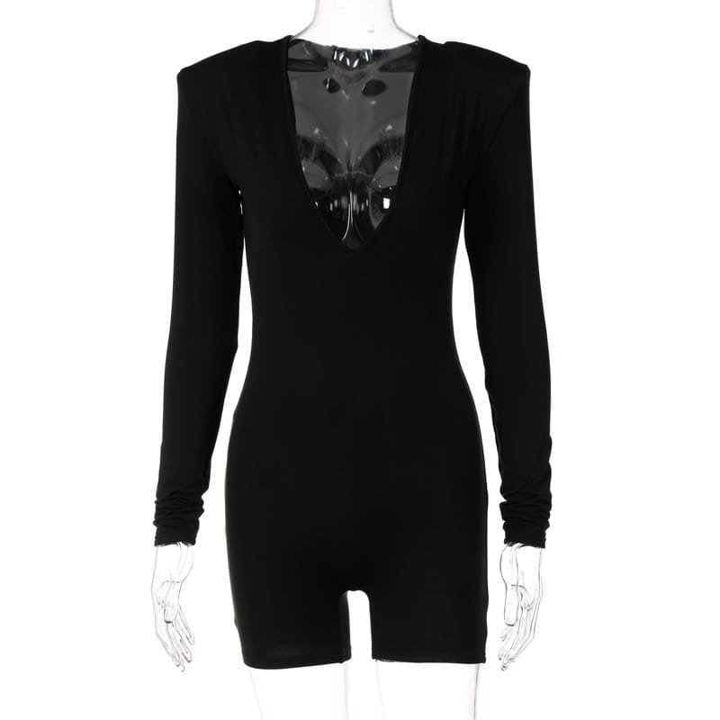 V-Neck Long Sleeve Slim Fit Leggings - Image 2