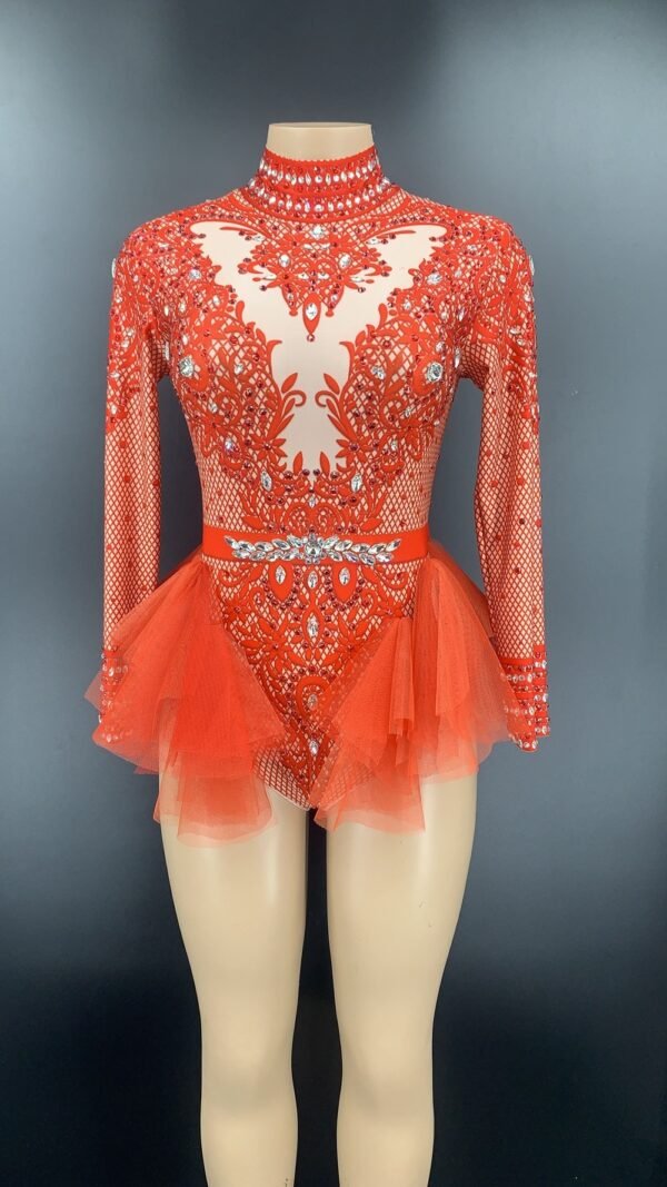 Dance Sexy Shiny Rhinestone Mesh Jumpsuit Stage Performance Costume Women - Image 8