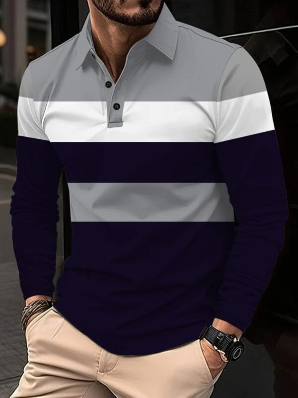 European And American 3D Digital Printing Lapel Short Sleeve Pullover Leisure Men's T-shirt Buckle - Image 9