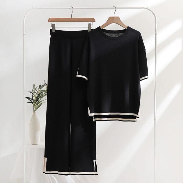 Classic Style Ice Silk Knitting Suit Female Spring And Summer Two-piece Set - Image 2